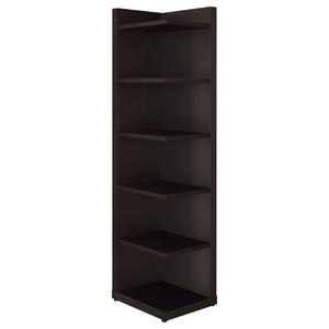 English Elm Cappuccino Six Shelf Corner Bookcase Tall Melamine Unit for Office or Living Room B2777P535888