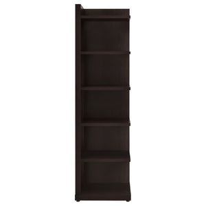 English Elm Cappuccino Six Shelf Corner Bookcase Tall Melamine Unit for Office or Living Room B2777P535888