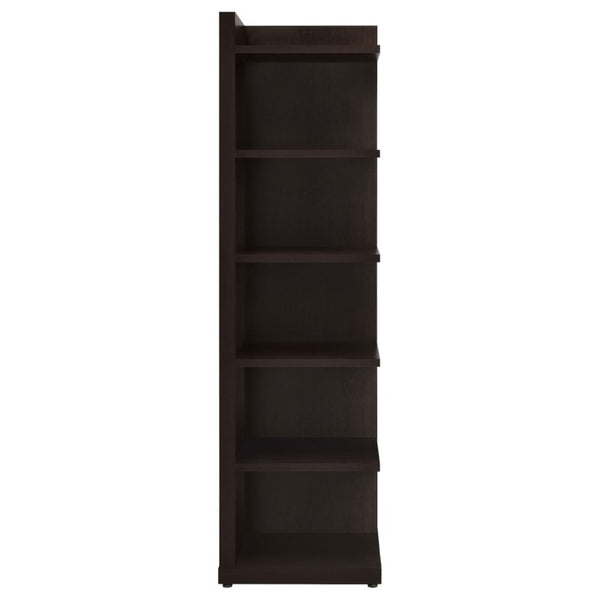 English Elm Cappuccino Six Shelf Corner Bookcase Tall Melamine Unit for Office or Living Room B2777P535888