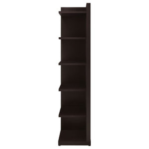 English Elm Cappuccino Six Shelf Corner Bookcase Tall Melamine Unit for Office or Living Room B2777P535888