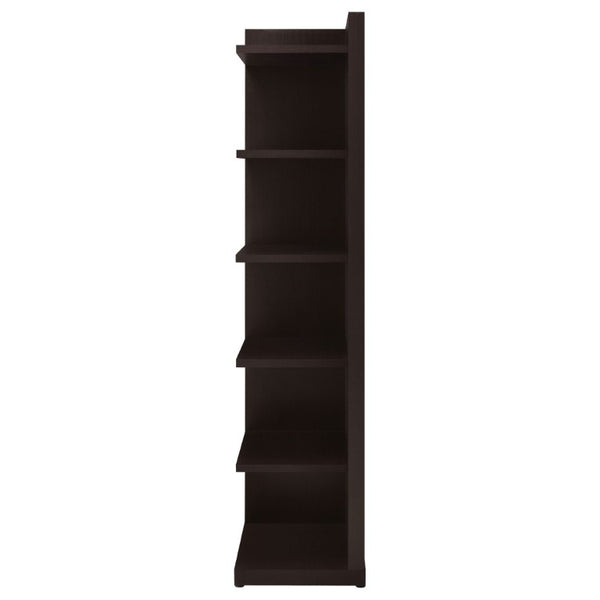 English Elm Cappuccino Six Shelf Corner Bookcase Tall Melamine Unit for Office or Living Room B2777P535888