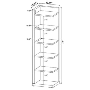 English Elm Cappuccino Six Shelf Corner Bookcase Tall Melamine Unit for Office or Living Room B2777P535888