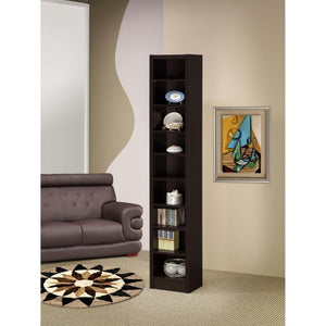 English Elm Cappuccino Finish Nine Shelf Tall Narrow Bookcase for Home Office or Living Room B2777P535889