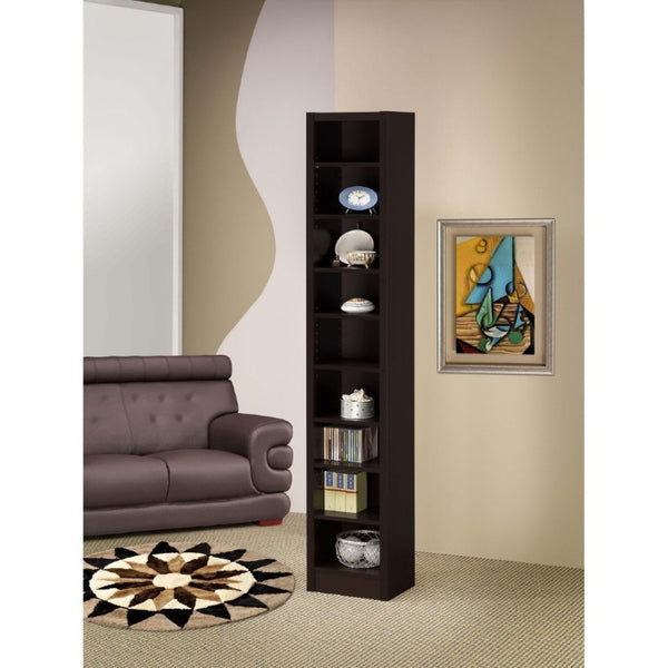 English Elm Cappuccino Finish Nine Shelf Tall Narrow Bookcase for Home Office or Living Room B2777P535889