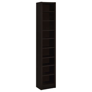 English Elm Cappuccino Finish Nine Shelf Tall Narrow Bookcase for Home Office or Living Room B2777P535889