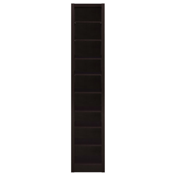 English Elm Cappuccino Finish Nine Shelf Tall Narrow Bookcase for Home Office or Living Room B2777P535889