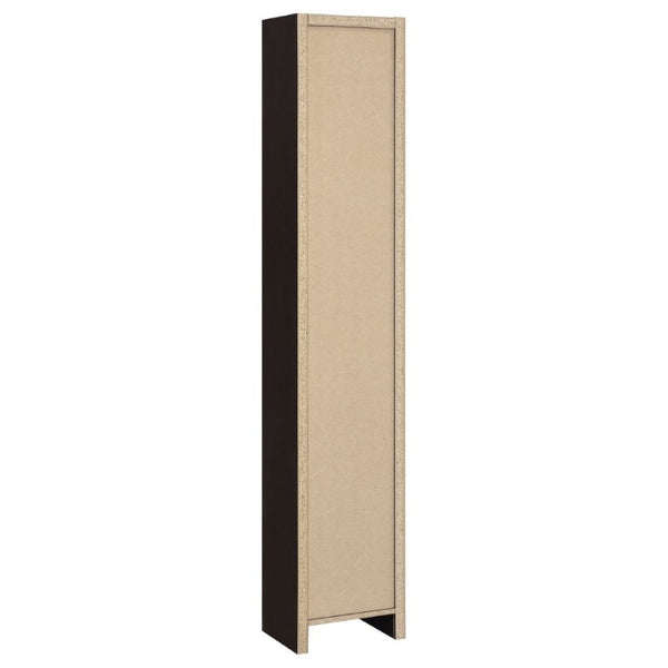 English Elm Cappuccino Finish Nine Shelf Tall Narrow Bookcase for Home Office or Living Room B2777P535889
