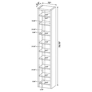 English Elm Cappuccino Finish Nine Shelf Tall Narrow Bookcase for Home Office or Living Room B2777P535889