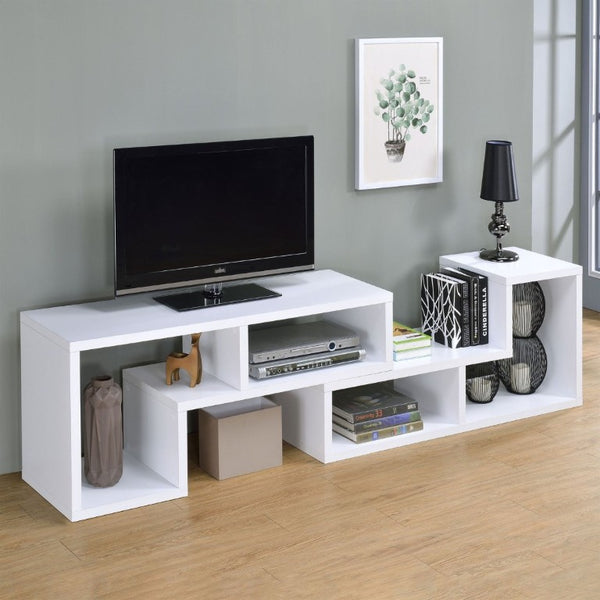English Elm White Convertible L-Shaped Bookcase Set Two-Piece Open Cubby Media Console Modern B2777P535891