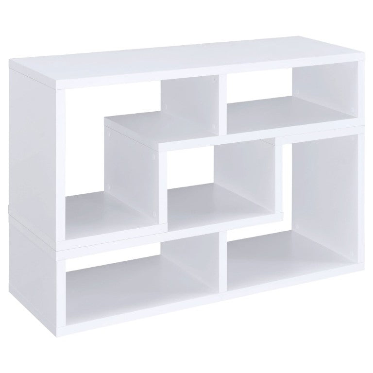 English Elm White Convertible L-Shaped Bookcase Set Two-Piece Open Cubby Media Console Modern B2777P535891