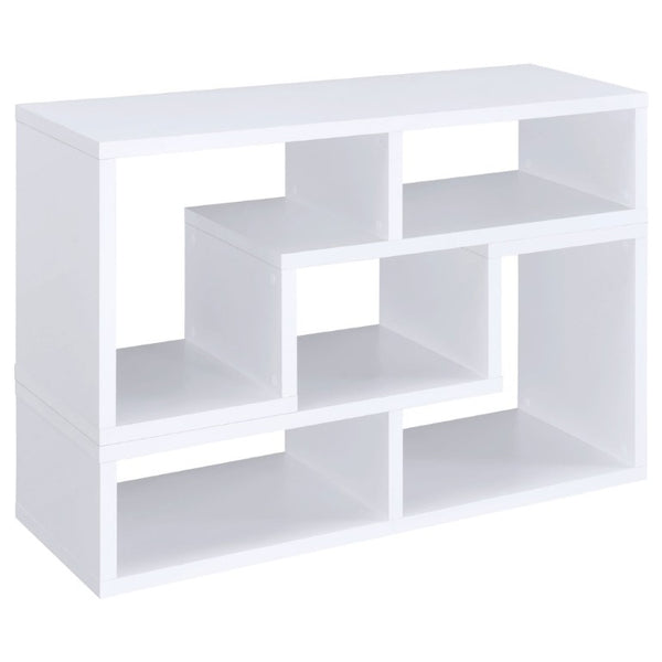English Elm White Convertible L-Shaped Bookcase Set Two-Piece Open Cubby Media Console Modern B2777P535891