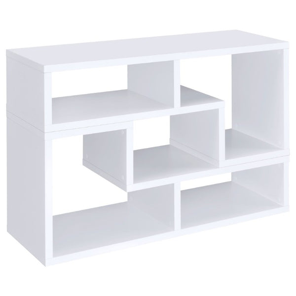 English Elm White Convertible L-Shaped Bookcase Set Two-Piece Open Cubby Media Console Modern B2777P535891