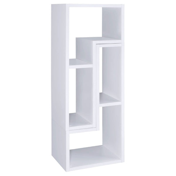 English Elm White Convertible L-Shaped Bookcase Set Two-Piece Open Cubby Media Console Modern B2777P535891