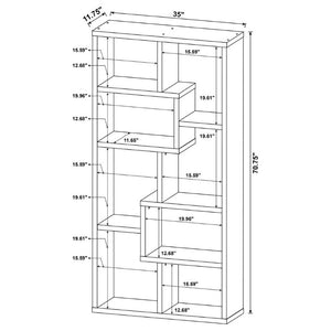 English Elm 8-Shelf Geometric Open Bookcase Tall Display Unit for Living Room or Home Library Grey B2777P535892