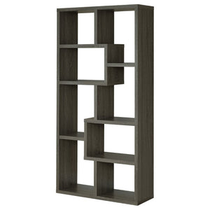 English Elm 8-Shelf Geometric Open Bookcase Tall Display Unit for Living Room or Home Library Grey B2777P535892