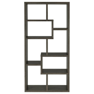 English Elm 8-Shelf Geometric Open Bookcase Tall Display Unit for Living Room or Home Library Grey B2777P535892