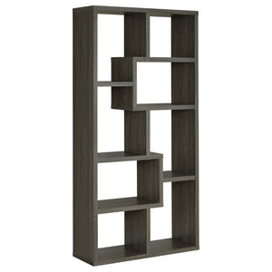 English Elm 8-Shelf Geometric Open Bookcase Tall Display Unit for Living Room or Home Library Grey B2777P535892