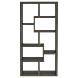 English Elm 8-Shelf Geometric Open Bookcase Tall Display Unit for Living Room or Home Library Grey B2777P535892