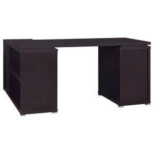 English Elm Tona Corner L-Shaped Home Office Desk with Three Drawers and Open Shelving Cappuccino B2777P535893