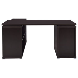 English Elm Tona Corner L-Shaped Home Office Desk with Three Drawers and Open Shelving Cappuccino B2777P535893