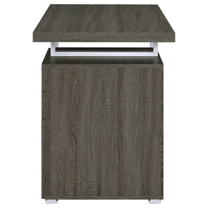 English Elm White Home Office Desk with Reversible Three Drawer Tower and Sleek Metal Legs Weathered Grey B2777P535896