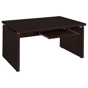 English Elm Cappuccino Finish Home Office Desk with Keyboard Shelf Rolling File Drawer Storage B2777P535897