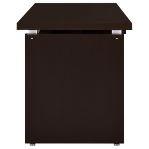 English Elm Cappuccino Finish Home Office Desk with Keyboard Shelf Rolling File Drawer Storage B2777P535897