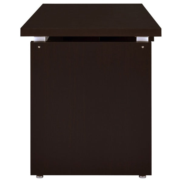 English Elm Cappuccino Finish Home Office Desk with Keyboard Shelf Rolling File Drawer Storage B2777P535897