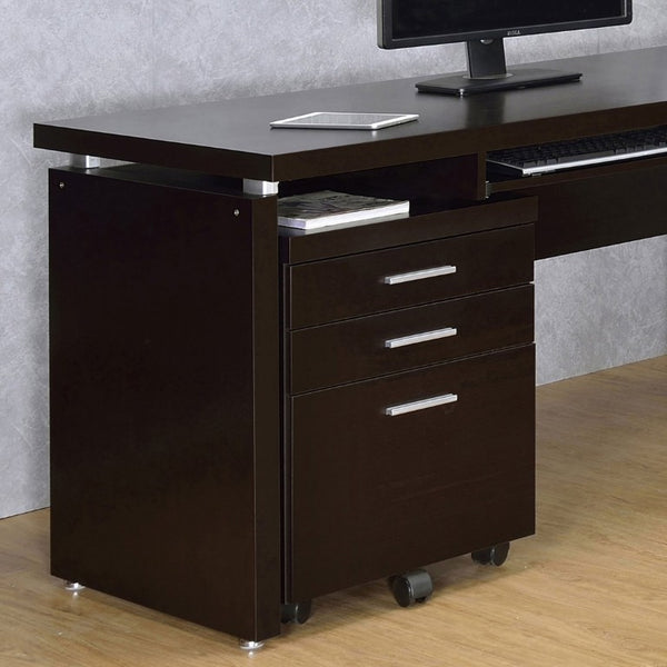 English Elm Cappuccino Finish 3 Drawer File Cabinet with Casters for Home Office Storage B2777P535898