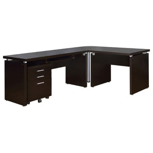 English Elm Cappuccino Finish 3 Drawer File Cabinet with Casters for Home Office Storage B2777P535898
