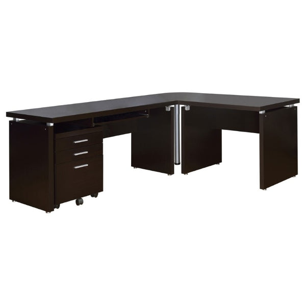 English Elm Cappuccino Finish 3 Drawer File Cabinet with Casters for Home Office Storage B2777P535898