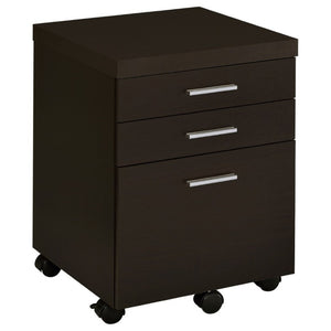 English Elm Cappuccino Finish 3 Drawer File Cabinet with Casters for Home Office Storage B2777P535898