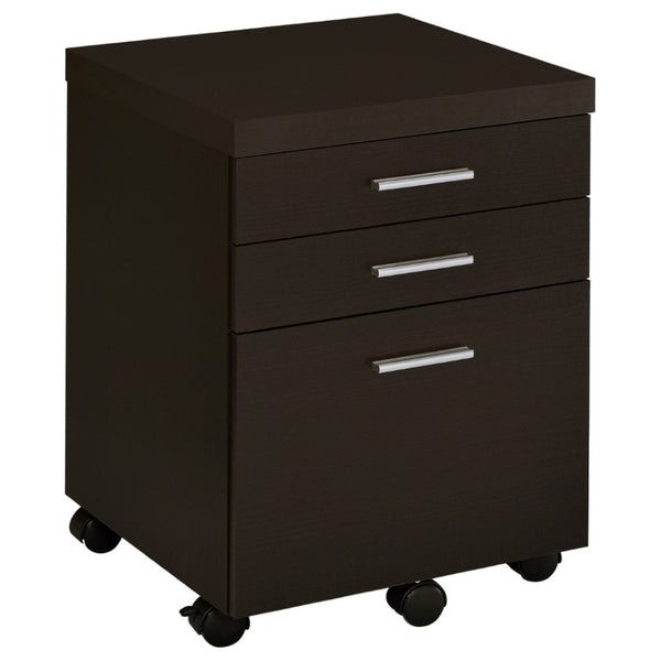 English Elm Cappuccino Finish 3 Drawer File Cabinet with Casters for Home Office Storage B2777P535898