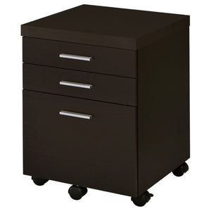 English Elm Cappuccino Finish 3 Drawer File Cabinet with Casters for Home Office Storage B2777P535898