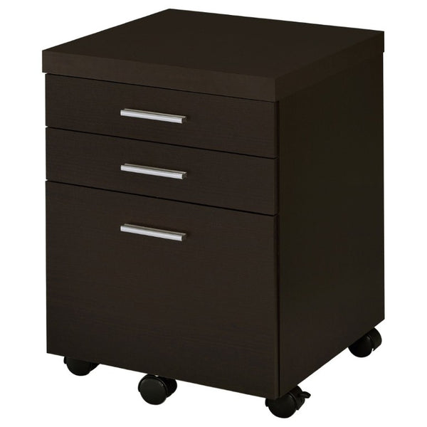 English Elm Cappuccino Finish 3 Drawer File Cabinet with Casters for Home Office Storage B2777P535898