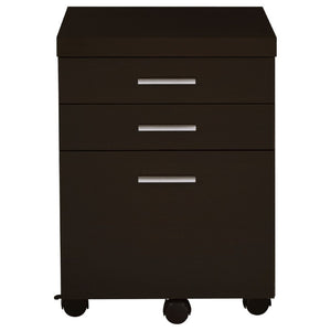 English Elm Cappuccino Finish 3 Drawer File Cabinet with Casters for Home Office Storage B2777P535898