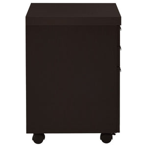 English Elm Cappuccino Finish 3 Drawer File Cabinet with Casters for Home Office Storage B2777P535898