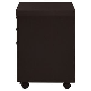 English Elm Cappuccino Finish 3 Drawer File Cabinet with Casters for Home Office Storage B2777P535898