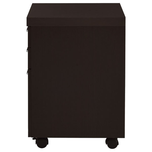 English Elm Cappuccino Finish 3 Drawer File Cabinet with Casters for Home Office Storage B2777P535898
