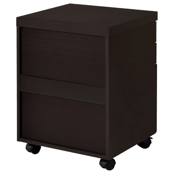 English Elm Cappuccino Finish 3 Drawer File Cabinet with Casters for Home Office Storage B2777P535898