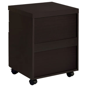English Elm Cappuccino Finish 3 Drawer File Cabinet with Casters for Home Office Storage B2777P535898