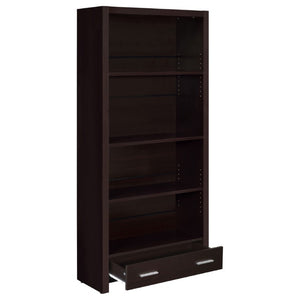 English Elm Maureen Five Shelf Tall Bookcase with Bottom Drawer in Warm Cappuccino Finish B2777P535899