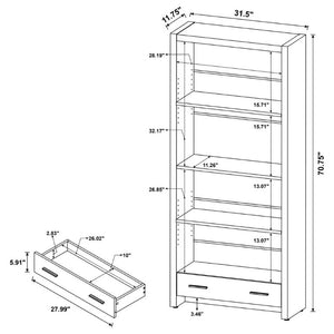 English Elm Maureen Five Shelf Tall Bookcase with Bottom Drawer in Warm Cappuccino Finish B2777P535899
