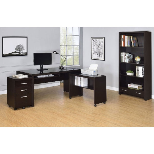 English Elm Maureen Five Shelf Tall Bookcase with Bottom Drawer in Warm Cappuccino Finish B2777P535899