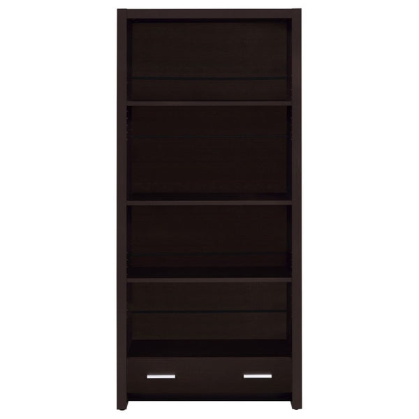 English Elm Maureen Five Shelf Tall Bookcase with Bottom Drawer in Warm Cappuccino Finish B2777P535899