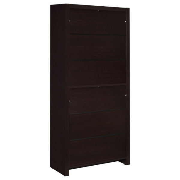 English Elm Maureen Five Shelf Tall Bookcase with Bottom Drawer in Warm Cappuccino Finish B2777P535899