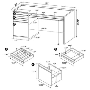 English Elm Halston Three Drawer Computer Desk with Keyboard Tray in Warm Cappuccino Finish B2777P535900