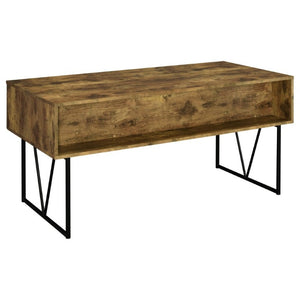 English Elm Sonoma Four Drawer Writing Desk with Metal Legs and Weathered Industrial Rustic Finish Nutmeg Brown B2777P535901
