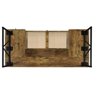 English Elm Sonoma Four Drawer Writing Desk with Metal Legs and Weathered Industrial Rustic Finish Nutmeg Brown B2777P535901