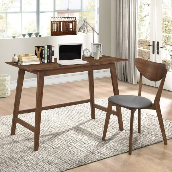 English Elm Walnut Finish Mid-Century Writing Desk and Chair Set for Modern Home Office B2777P535902